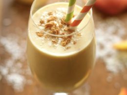 Vegan Peaches and Cream Protein Smoothie