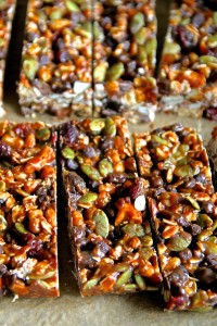 No Bake Sweet & Salty Trail Mix Granola Bars | running with spoons