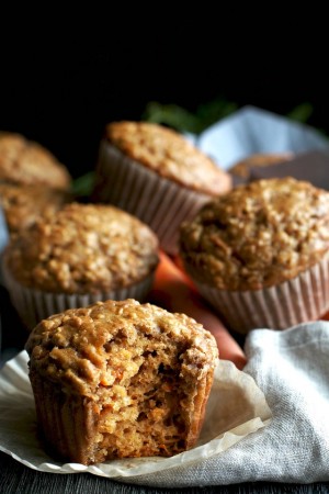 Carrot Oatmeal Greek Yogurt Muffins | running with spoons