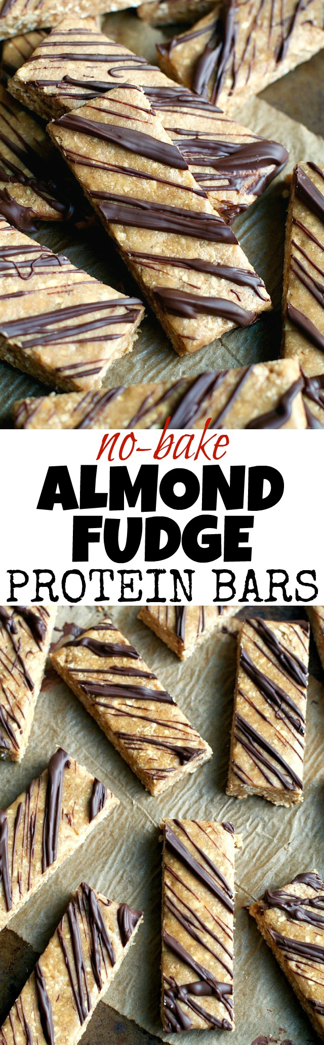 Give store-bought protein bars a run for their money with these soft and fudgy No Bake Almond Fudge Protein Bars! They're gluten-free, refined-sugar-free, vegan, and make a delicious healthy snack! | runningwithspoons.com #healthy #snack #recipe