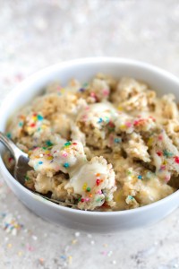 Funfetti Cake Batter Breakfast Bake | running with spoons