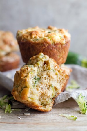 Zucchini Oat Greek Yogurt Muffins | running with spoons