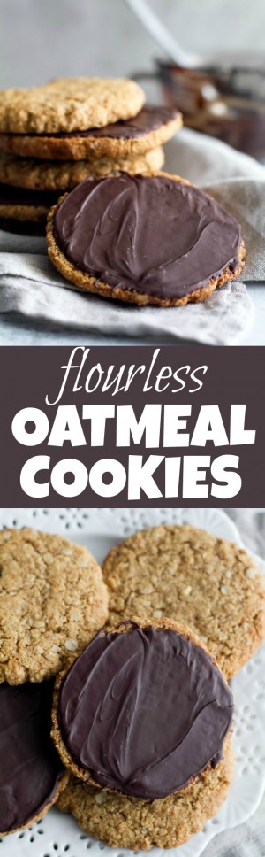 Chewy Flourless Oatmeal Cookies | running with spoons