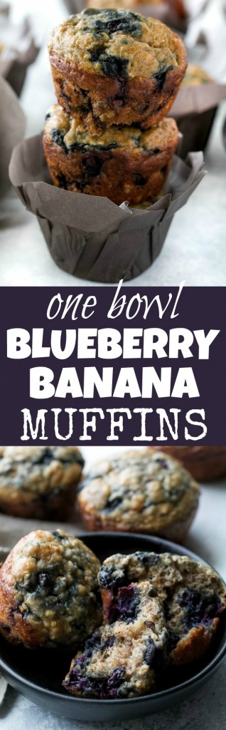 One Bowl Blueberry Banana Oatmeal Muffins | running with spoons